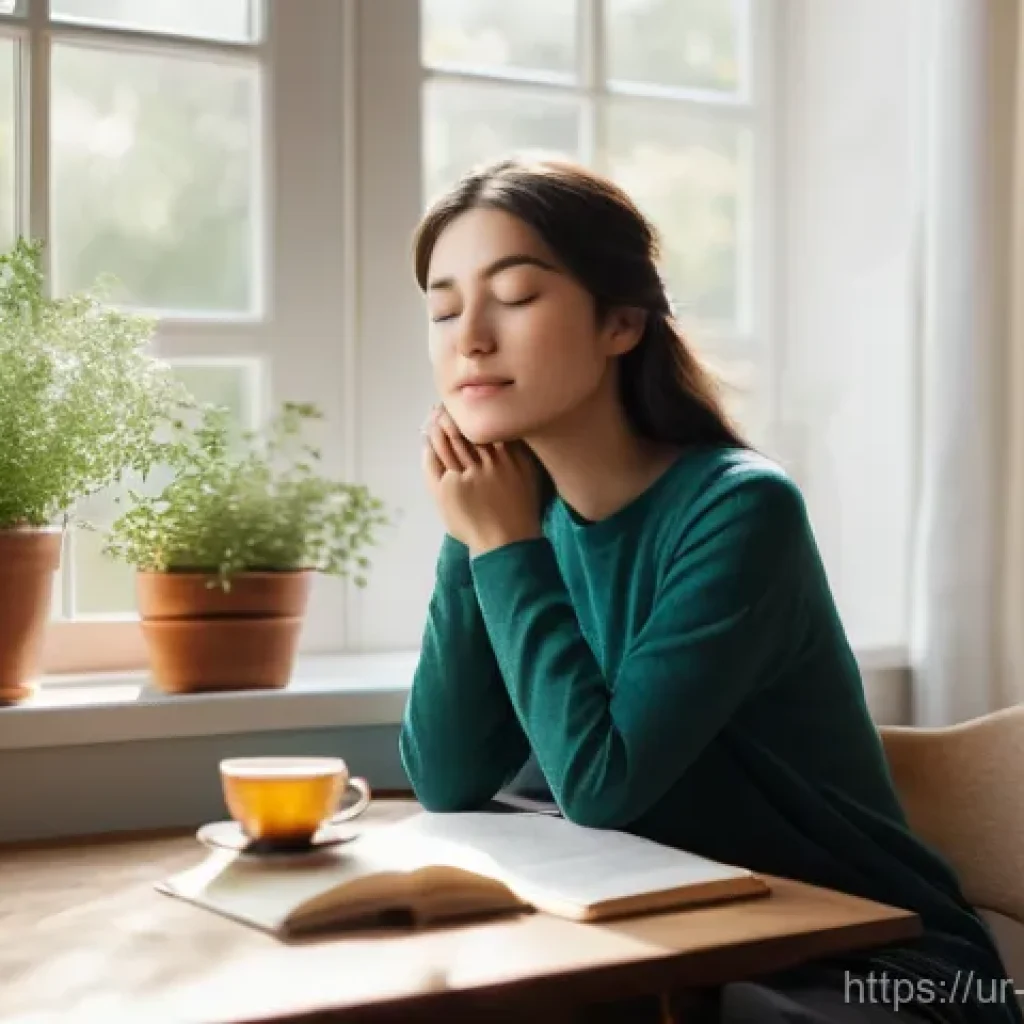 비폭력 커뮤니케이션을 통해 자아 존중감 높이기 - **Prompt:** A serene and brightly lit study room. A young woman, dressed in a comfortable and modest...