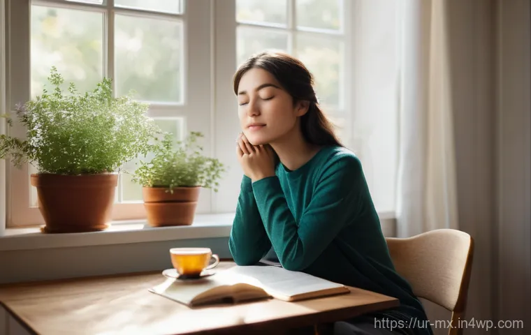 비폭력 커뮤니케이션을 통해 자아 존중감 높이기 - **Prompt:** A serene and brightly lit study room. A young woman, dressed in a comfortable and modest...