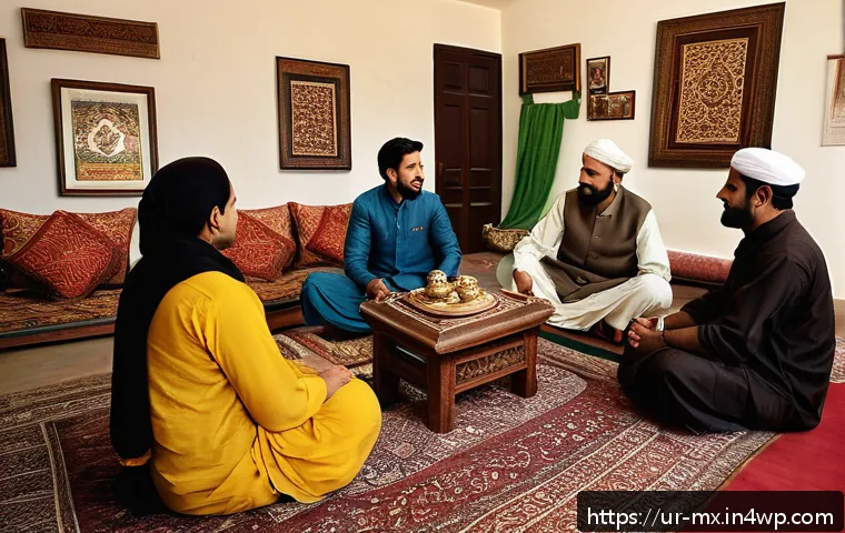 비폭력 커뮤니케이션의 실천적 접근 - A warm, inviting scene of a diverse group of Pakistani adults engaged in calm and respectful convers...
